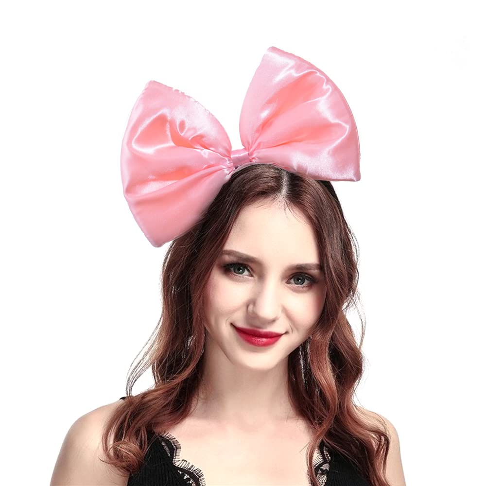 Bubbmi Satin Hair Bow Hairband, Huge Bow Hair Hoop, Festival Party Costume Headpiece for Women Girls