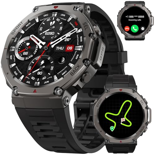 paazomu GPS Smartwatch – 50M Waterproof Outdoor Sports Watch with AMOLED Display, Heart Rate Monitor, 170+ Sports Modes, C...