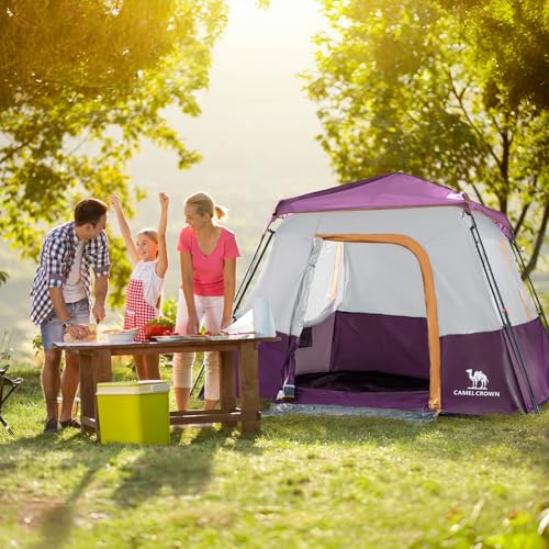 Camping Tents 4/6 Person Pop Up Instant Tent - Setup in 60s for Family Camping, Windproof Design, Family Cabin Tent with R...