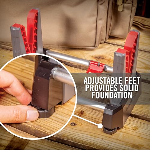 Real Avid Speed Stand | Collapsible Design, Adjustable 10" - 16" Stand for Cleaning & Maintenance | Compact, Portable Range Stand | Lightweight Vise Perfect for Hunting Rifles & Shotguns,Red