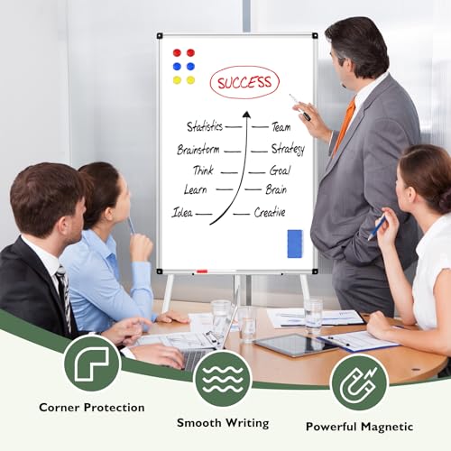 Magnetic Whiteboard Easel Stand, Dry Erase 36 x 24 White Board with Height Adjustable Tripod Stand, 3' x 2' Flipchart Ease...