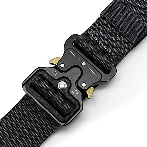 DOOPAI Tactical Belt for Men, Black Military Nylon Web with Quick Release Heavy Duty Buckle, Ideal for Work
