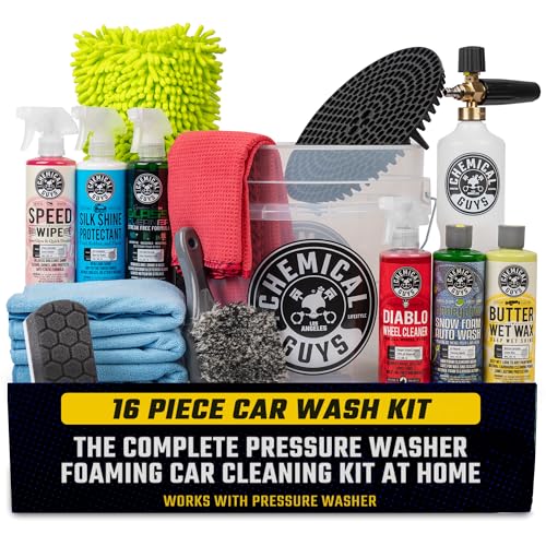 Chemical Guys 16-Piece Arsenal Builder Car Wash Kit with Foam Cannon, Bucket, and 6 x 16 oz Care Chemicals - Car Detailing...