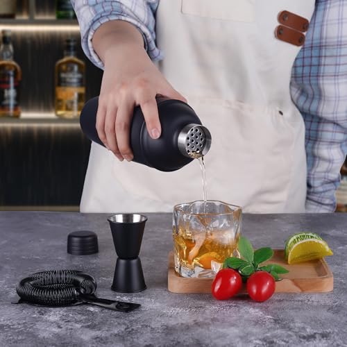 JWJIUEJIU Cocktail Shaker Set Bartender Kit,5 Piece Bar Set Stainless Steel Bar Tools Set for Professional Bartender and H...