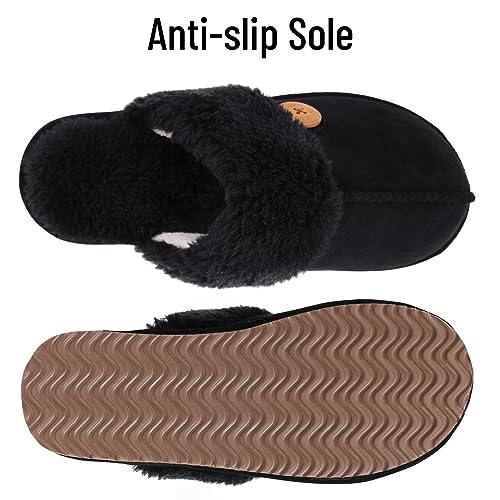 Litfun Women's Fuzzy Memory Foam Slippers Fluffy Winter House Shoes Indoor and Outdoor