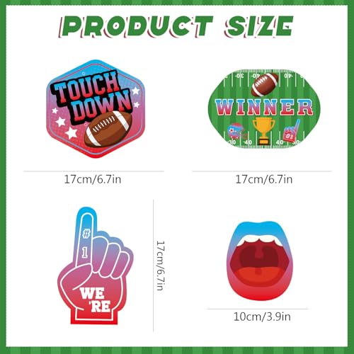 Super Football Party Decorations 2026 Photo Booth Props Set Include 1 Photo Booth Frame and 16 Photo Props Touch Down Supe...