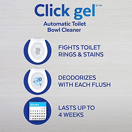 Lysol Click Gel Automatic Toilet Bowl Cleaner, Gel Toilet Bowl Cleaner, for Cleaning and Refreshing, Ocean Fresh, 6 Applicators per Pack