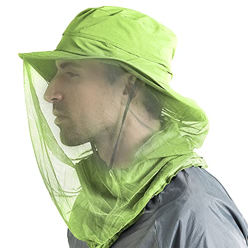 Peicees 2Pcs Head Net Hats for Men Women Adventure Fishing Hat Safari Hat for Hunting Camping Hiking, Green and Dark Gray