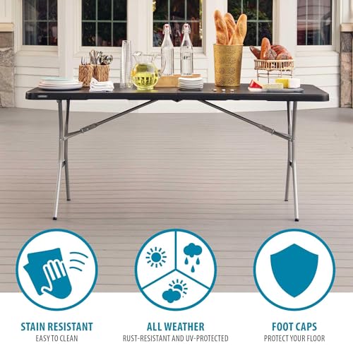 LIFETIME 6-Foot Fold in Half Table, Light Commercial, Black
