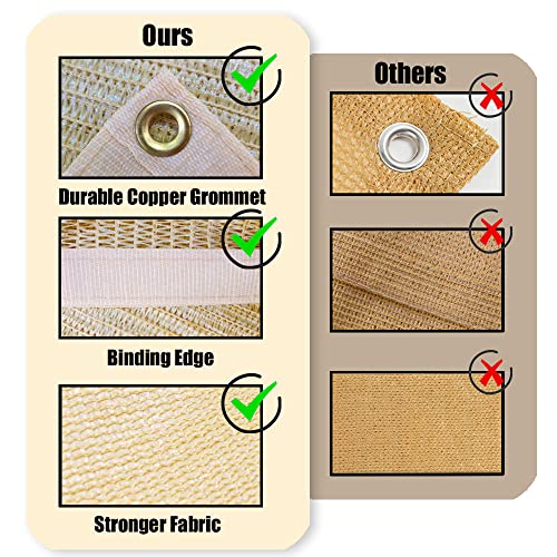 MEANCHEN 90% 10x20ft Sun Shade Cloth for Outdoor Deck Backyard Patio Garden Shade Fabric Privacy Screen Pergola Shade Cove...