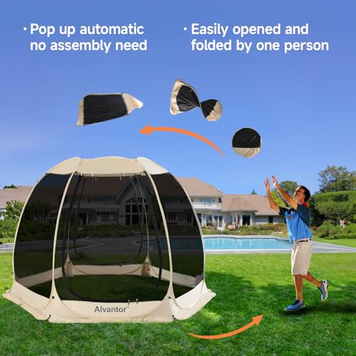 Alvantor® Screen House Gazebo, Pop Up Igloo Screened Canopy Tent with Mosquito Netting Sides, Instant UV Resistant Sun She...