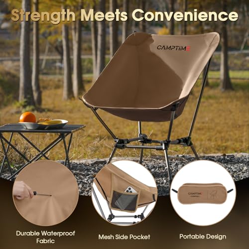 Camptime Portable Camping Chair Plus, Larger & Roomier, Compact and Lightweight, Folding Chair for Backpacking & Hiking, 3...