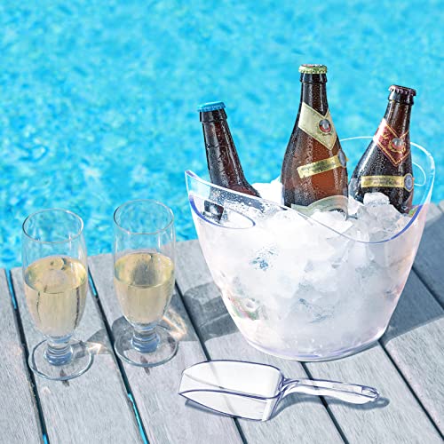 Cunhill 24 Pieces Plastic Clear Ice Bucket with Scoops Clear Acrylic Ice Tub Plastic Wine Bucket Party Beverage Chiller Bi...