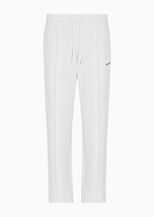 Armani Exchange Men's Cotton French Terry Sweatpants with Front Pleat Detail, Off White, X-Large