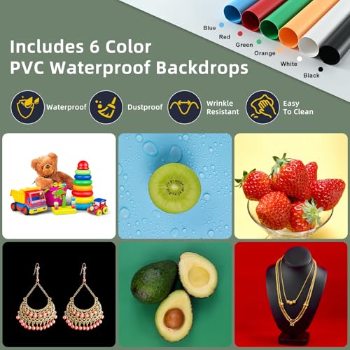 Lightdow 10"x10"x10" Photo Studio Light Box Photography with 96 LEDs (CRI>95), 6 Backdrops - Portable/Dimmable/Versatile F...