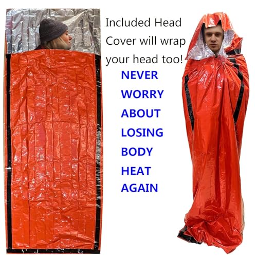 Emergency Sleeping Bag,Portable Emergency Blanket Thermal Bivy Sack,Waterproof Lightweight Survival Gear