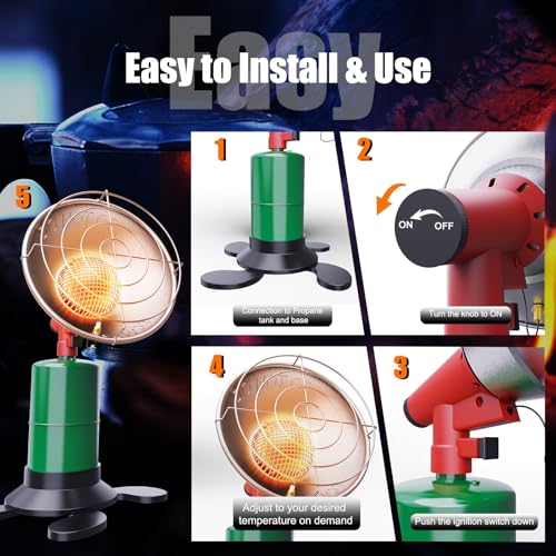 Buyplus Propane Heater - 10000BTU Portable Patio Heaters for Outdoor Use, Camping Heater with Electronic Ignition, Control...
