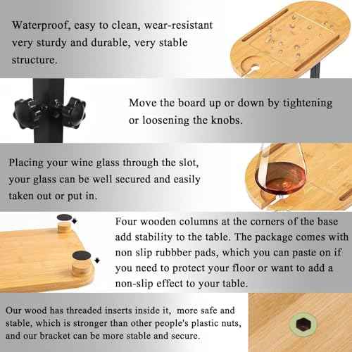 Bathtub Tray, 3 Layer Bathtub Tray Table with Adjustable Height, Enhanced Stability, Freestanding Premium Bamboo Bath Tub Tray for Spa,Bathtub, Bed, Sofa, Couch with Wine Glass Hold (3 Layer)¡¦