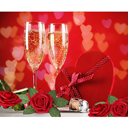 AmyHomie Artificial Flower Dark Red Rose 25pcs Real Looking Fake Roses w/Stem for DIY Wedding Bouquets Centerpieces Arrang...