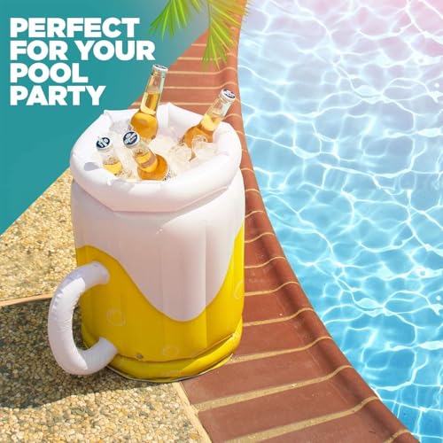 Top Race Large 17.5" Inflatable Cooler - Pack of 2 Beer Mug Floating Cooler for Pool Parties and Summer Gatherings - Durab...