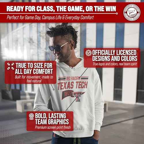 Campus Colors NCAA Adult Unisex Varsity Club Pennant Hooded Fleece Sweatshirt, Cozy Cotton Poly Blend, Classic Design