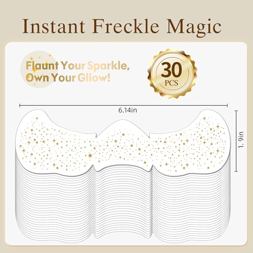 Glitter Freckles Face Tattoo, 30PCS Gold Body Glitter Temporary Tattoos Sparkle Patches for Women, Waterproof Fake Freckle...