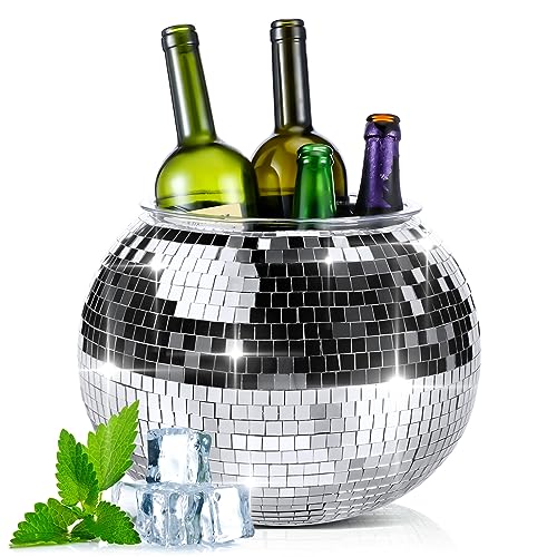 Hoolerry 11L Large Disco Ball Ice Bucket for New Years Eve Disco Party Champagne Bucket Mirror Ball Beer Bowl Retro New Ye...