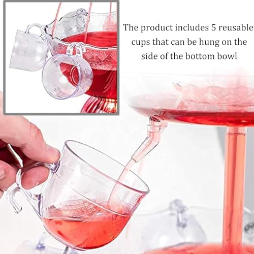 Electric Stainless Steel Champagne Fountain,3-Layer Red Wine/Juice Fountain Machine,Stainless Steel Electric Commercial Re...
