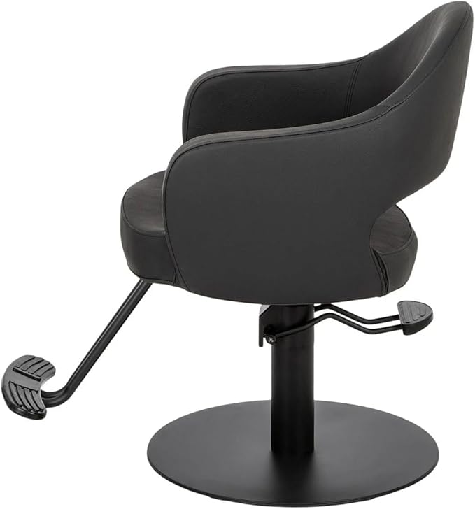 Buy-Rite Cleo Professional Salon Styling Chair & Barber Chair – All Black Vinyl w/Black Stitching, Easy-Clean Crevice-Free Seat, Flat Round Base, Heavy-Duty Build – YLG-376