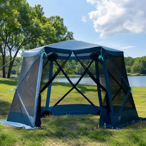 TIMBER RIDGE Easy Pop Up Gazebo Canopy Tent for Camping, 11.5 X 9.8 Ft Portable Instant Screened House, Pop Up Canopy with...
