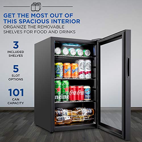 Ivation 101 Can Beverage Refrigerator , Freestanding Ultra Cool Mini Drink Fridge , Beer, Cocktails, Soda, Juice Cooler fo...