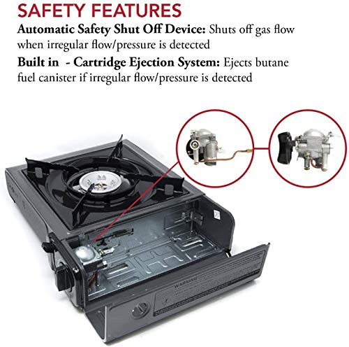 Gas One Portable Butane Camping Stove with Case: Automatic Ignition, Precise Heat Control - Camping & Tailgating and Outdo...