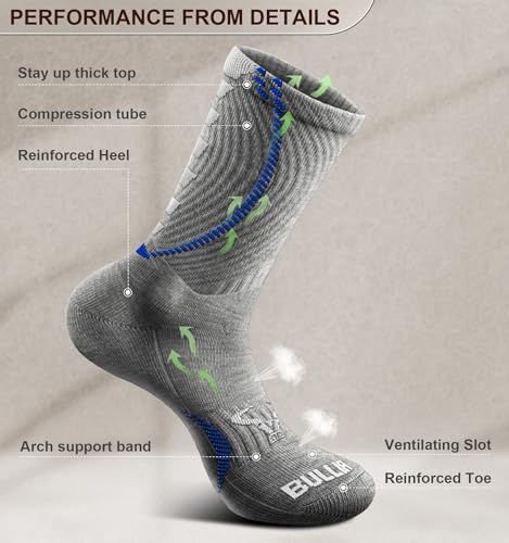 Men Socks,Athletic Compression Crew Socks Cushioned for Men Running Sports Hiking Fishing Arch Support