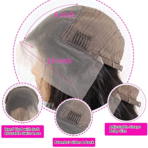 Aicrelery 13x6 Lace Front Wigs Human Hair for Women 13x6 HD Lace Frontal Wigs Human Hair 180 Density Brazilian Virgin Glueless Pre Plucked with Baby Hair Natural Color 18 Inch