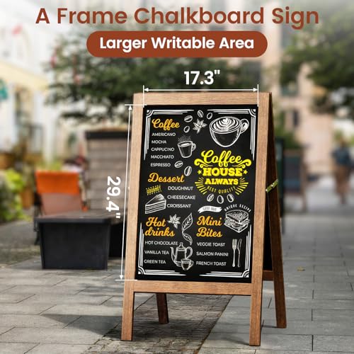Chezerra A Frame Chalkboard Sign, 40"x20" Extra Large Sidewalk Chalk Board, Wooden Standing ChalkBoards Set with Markers, ...