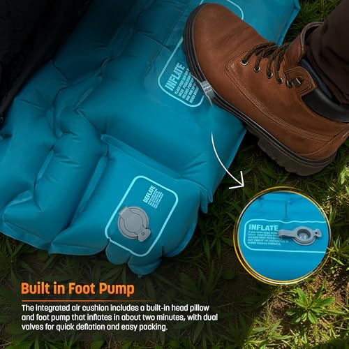 Rangland Sleeping Bag with Built-in Pad (AirPack Sleeper) - All-in-One Inflatable Sleeping Pad and Zip-Up Blanket for Camp...