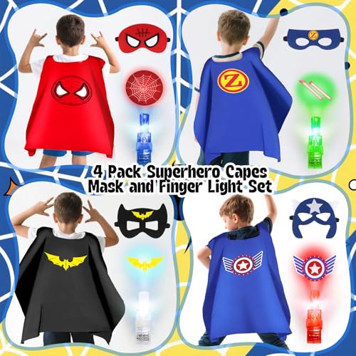 KUBUSFLY Superhero Capes for Kids, Halloween Costumes for Boys with Masks Dress Up Set for Cosplay Party Halloween Christm...