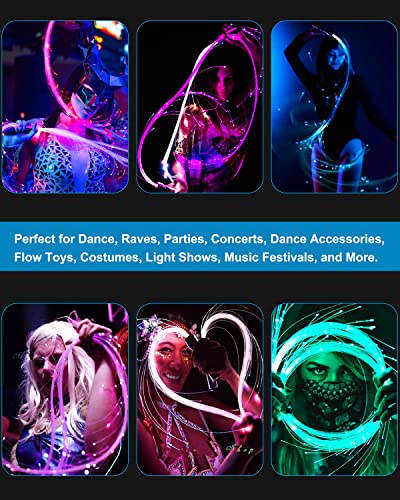 SZYICONG 6ft LED Fiber Optic Whip Dance, USB Rechargeable, 7 Colors, 4 Modes, Rainbow Bright Lights Effect, Great for Rave...