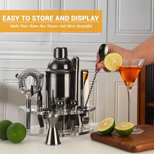 Bartender Kit Cocktail Shaker Set, Stainless Steel Cocktail Kit with 12 Piece Bar Accessories, 25oz Shaker Bar Set Drink M...