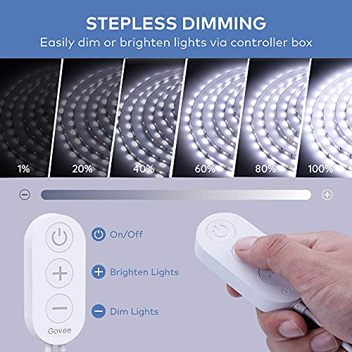 Govee 32.8ft White LED Strip Lights, 6500K Dimmable LED Light Strip with Control Box, Bright 600 LEDs, Daylight White Ligh...