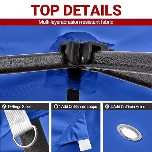 CLAETF 10x10 Canopy Replacement Top,Pop Up Canopy with 8 Drainage Holes,Canopy Tent Top Cover for Outdoor,Garden,Patio,Pav...