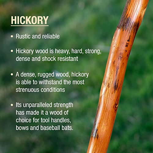 Brazos Rustic Wood Walking Stick, Hickory, Traditional Safari Style Handle, for Men & Women, Made in The USA