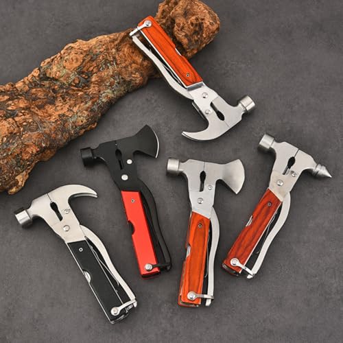 Premium 14-in-1 Hammer Multipurpose Tool for the Home, Camping Equipment, and Work, Hammer, Pliers, Survival Knife, & More-E
