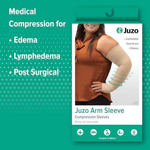 Juzo Soft 2000 15-20mmhg Standard Armsleeve with Silicone Top Band for Women, Beige, 2 (II) Regular