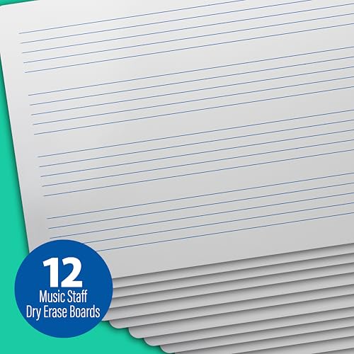 Flipside Products 11" x 16" Music Staff Dry Erase Board, Musical Notes, Musicians, Kids and Home Teaching, Pack of 12