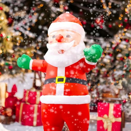 MXoSUM Inflatable Christmas Elf Snowman Costume for Adult Funny Blow up Santa Claus Gingerbread Man Costume