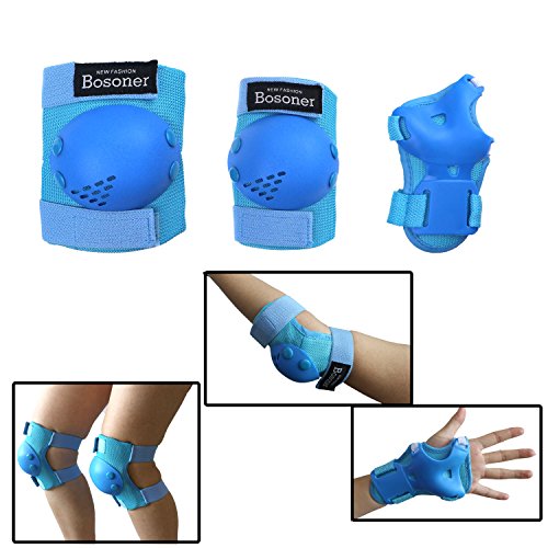 BOSONER Kids/Youth Knee Pads Elbow Pads Wrist Guards Set for 3-15 Years, Child Protective Gear Set for Roller Skates, Cycl...