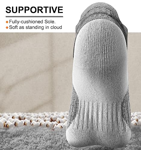 Mens Socks 6 Pairs-Athletic Ankle Socks Cushioned No Show For Men Running-Arch Compression Support