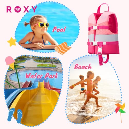 ROXY USCG Approved Life Jacket for Youth/Kids/Infant, Light-Weight Type III PFD, EPE Foam Life Vest with Quick-Release Buc...