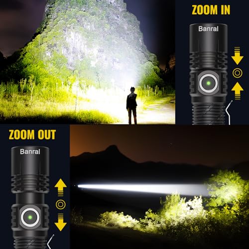 Rechargeable Tactical Flashlights, High Lumens Small Mini USB-C LED Flashlight, Compact EDC Flash Light, 4 Modes&Memory Fu...